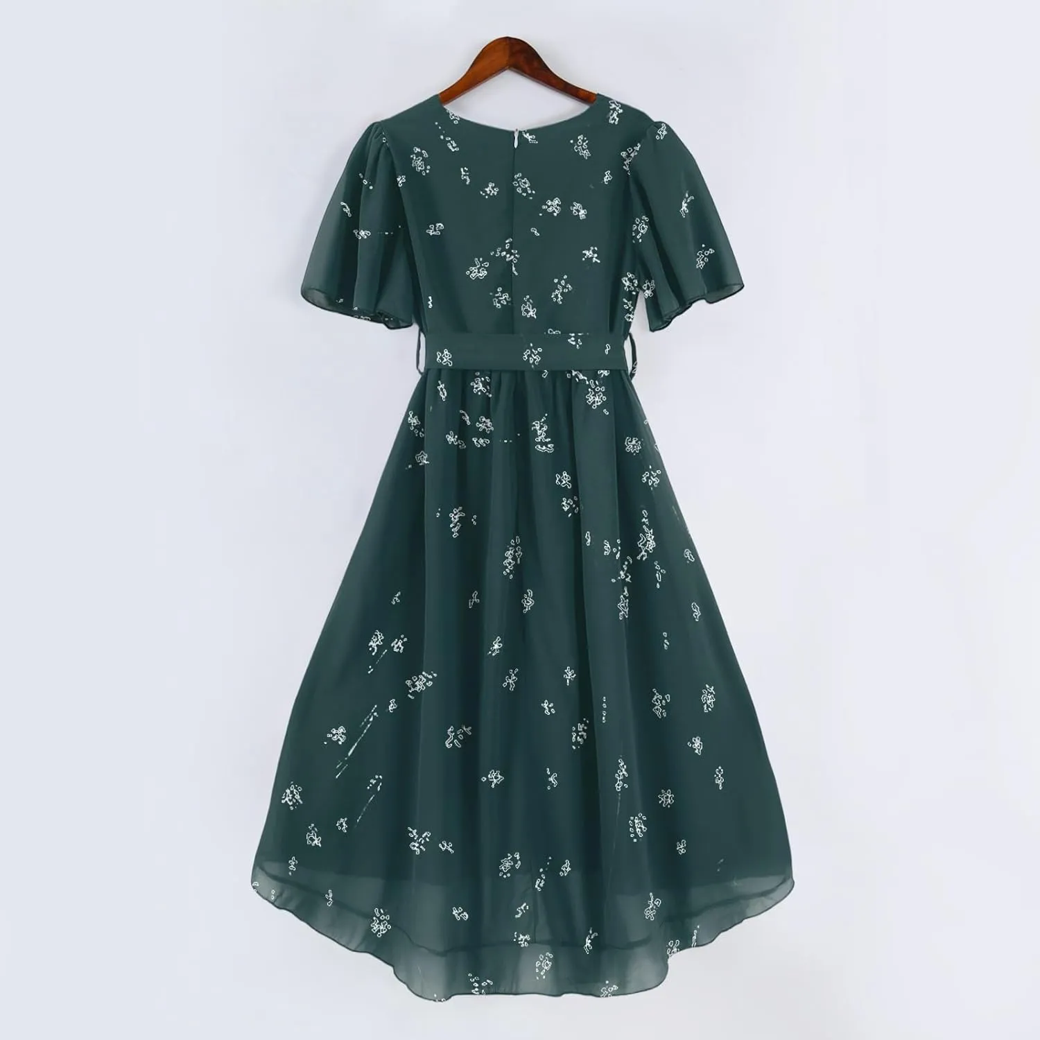 Floral Chiffon Midi Cocktail Dresses for Women 2025 Elegant Classy Summer Beach Flowy Sexy Deep V Neck Wrap Dress