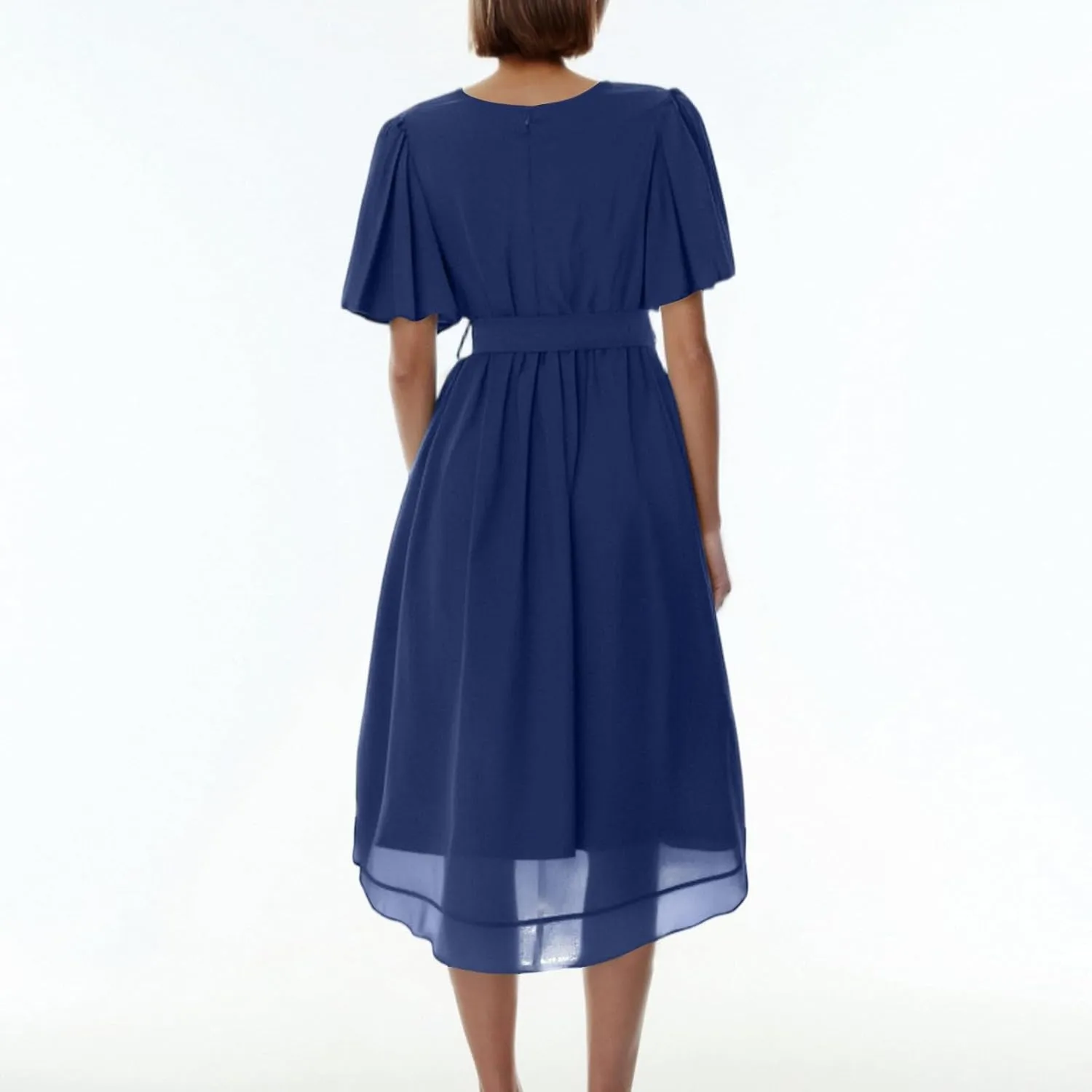 Floral Midi Cocktail Dresses for Women 2025 Elegant Classy Summer Casual Flowy Sexy Deep V Neck Belted Wrap Dress