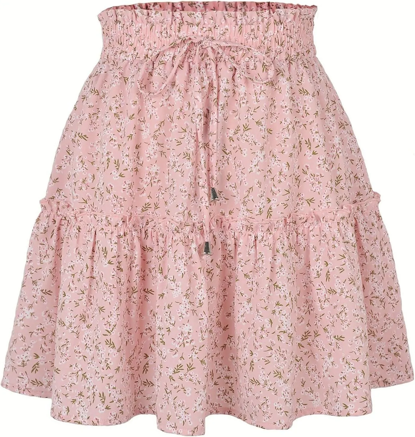 Floral Skirts for Women Summer Casual Elastic High Waisted Pleated Skirt Work Beach Short Skirts 2025 with Drawstring