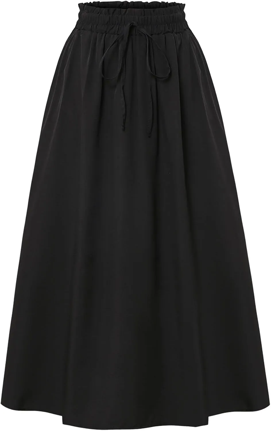 Flowy Skirts with Pockets for Women Long Midi Length Casual Skirt for Beach Party Holiday Drawstring Maxi Summer Skorts