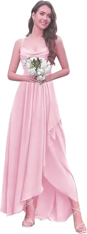 FOOHJMH Chiffon Bridesmaid Dress Spaghtti Strap Prom Dresses A Line Formal Evening Gowns 2025