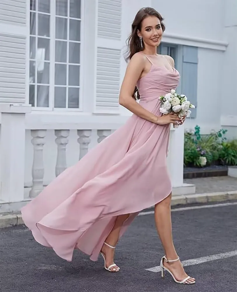 FOOHJMH Chiffon Bridesmaid Dress Spaghtti Strap Prom Dresses A Line Formal Evening Gowns 2025