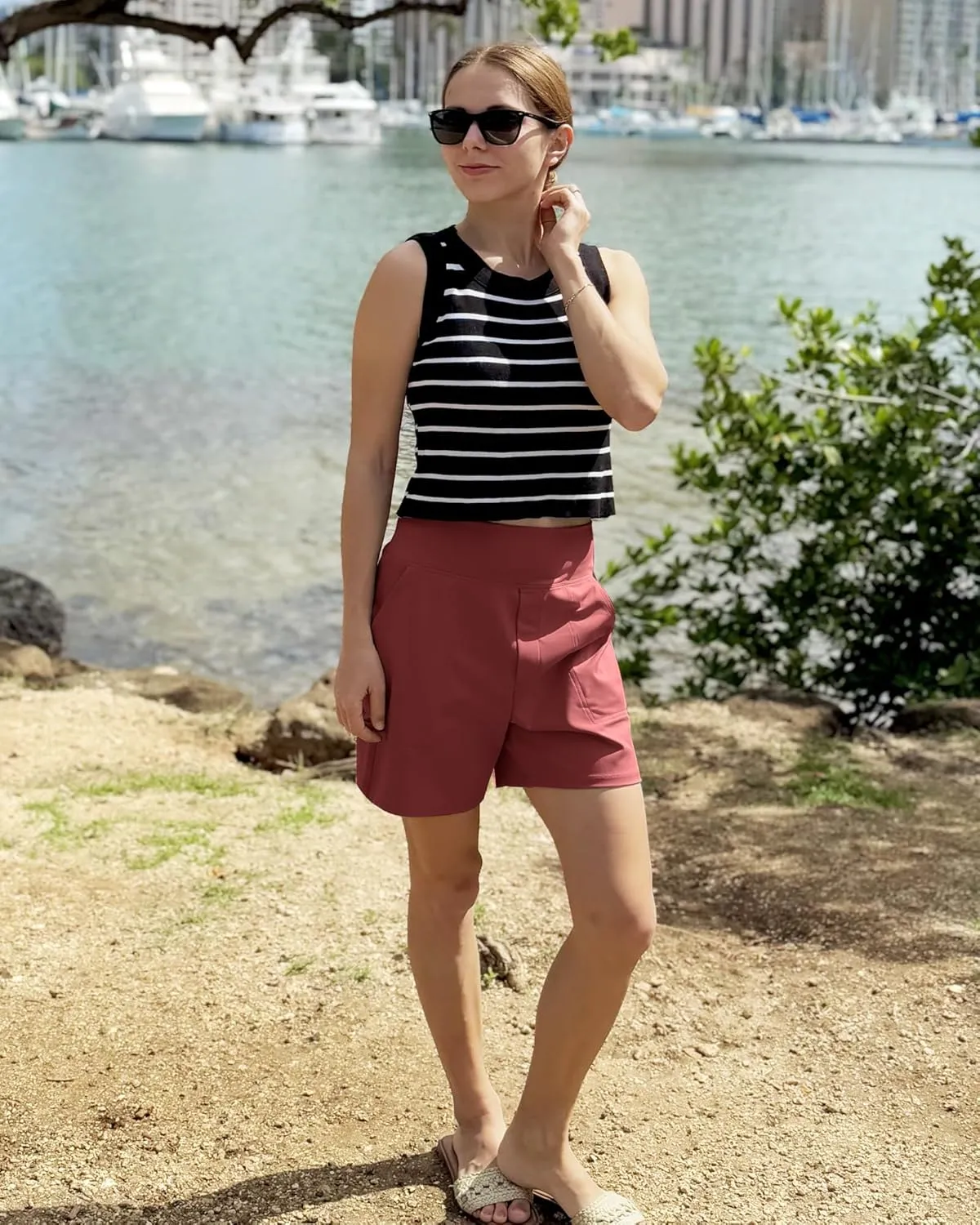 G4Free Women's 5'' Athletic Shorts High Waisted Running Yoga Shorts Summer Casual Shorts with Pockets