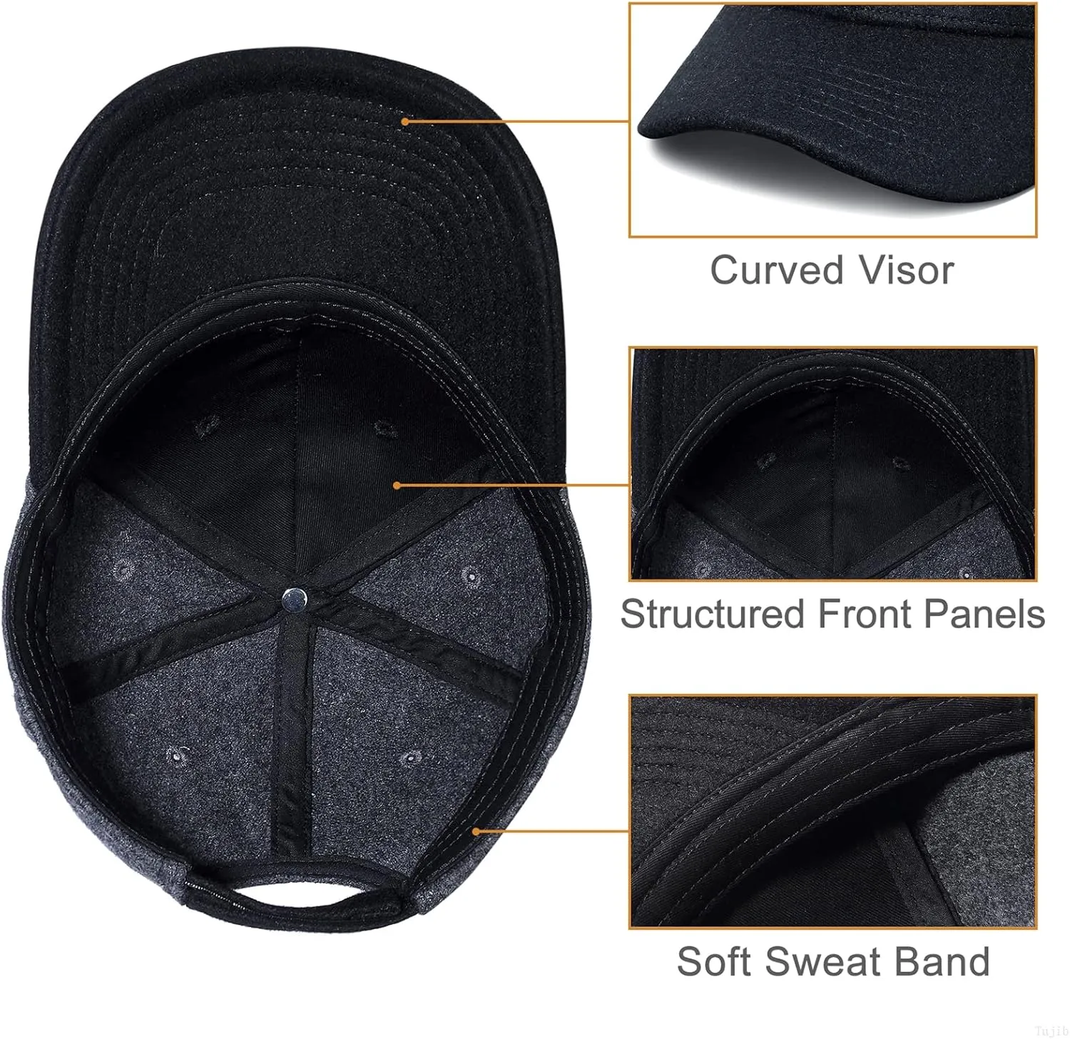 GADIEMKENSD Winter Baseball Caps Structured Wool Blend Hat