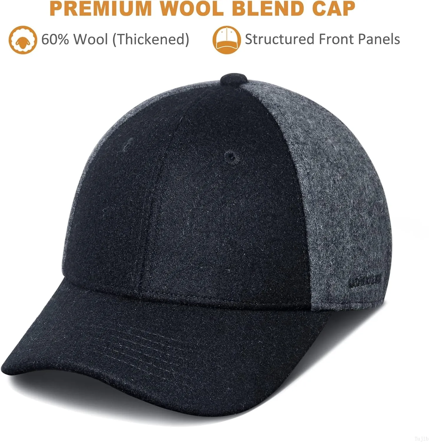 GADIEMKENSD Winter Baseball Caps Structured Wool Blend Hat