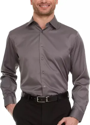 Geoffrey Beene Mens Classic Fit Sateen Stretch Button Down Dress Shirt Formal Wrinkle Resistant
