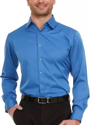 Geoffrey Beene Mens Classic Fit Sateen Stretch Button Down Dress Shirt Formal Wrinkle Resistant