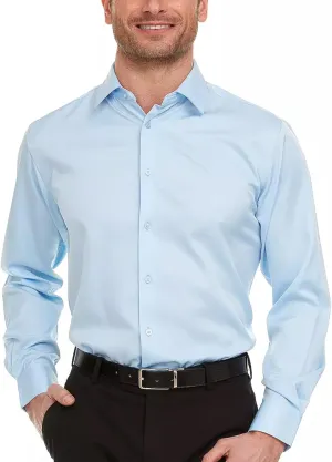 Geoffrey Beene Mens Classic Fit Sateen Stretch Button Down Dress Shirt Formal Wrinkle Resistant