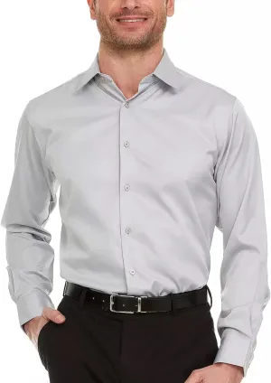 Geoffrey Beene Mens Slim Fit Sateen Stretch Button Down Dress Shirt Formal Wrinkle Resistant