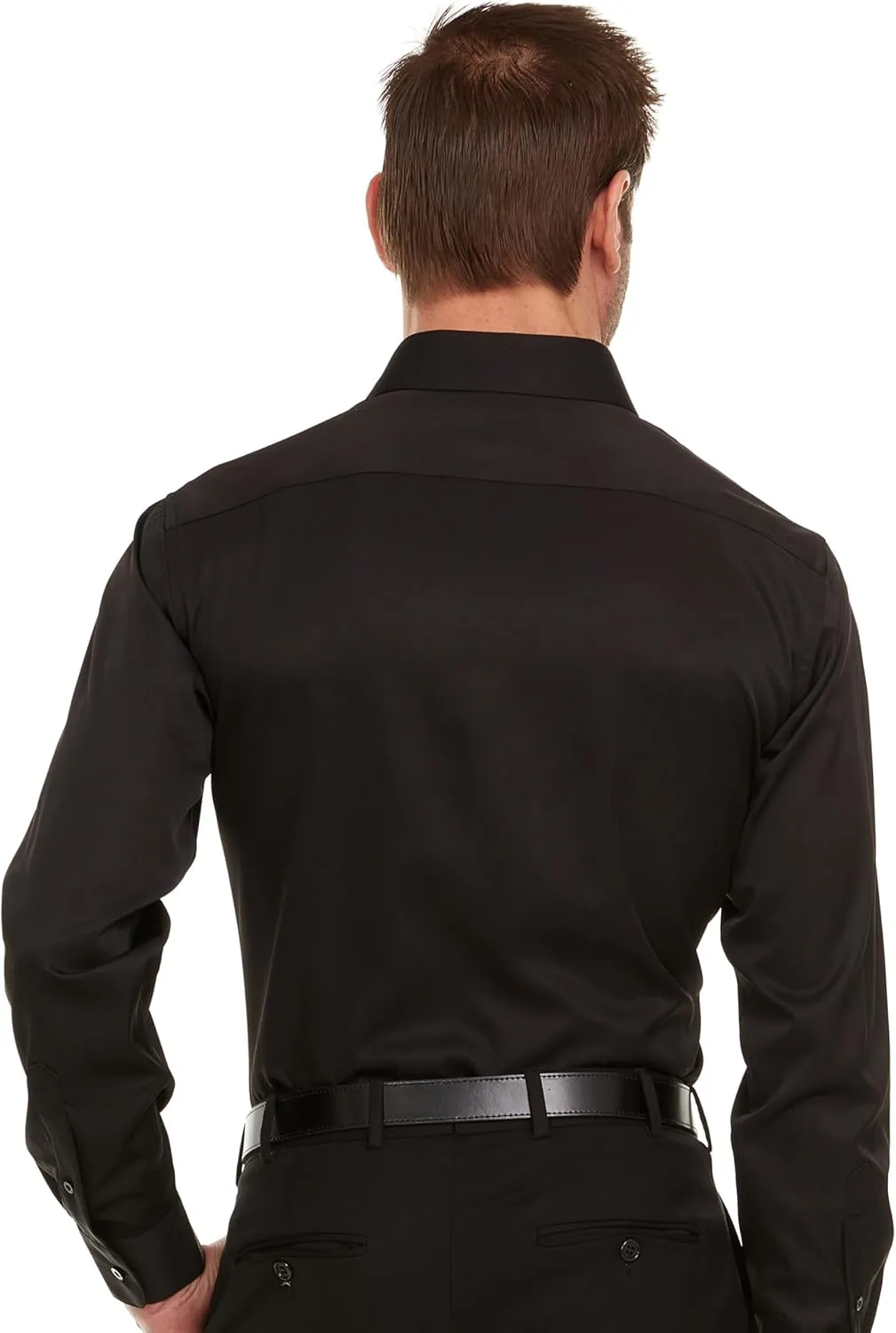 Geoffrey Beene Mens Slim Fit Sateen Stretch Button Down Dress Shirt Formal Wrinkle Resistant