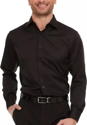 Geoffrey Beene Mens Slim Fit Sateen Stretch Button Down Dress Shirt Formal Wrinkle Resistant