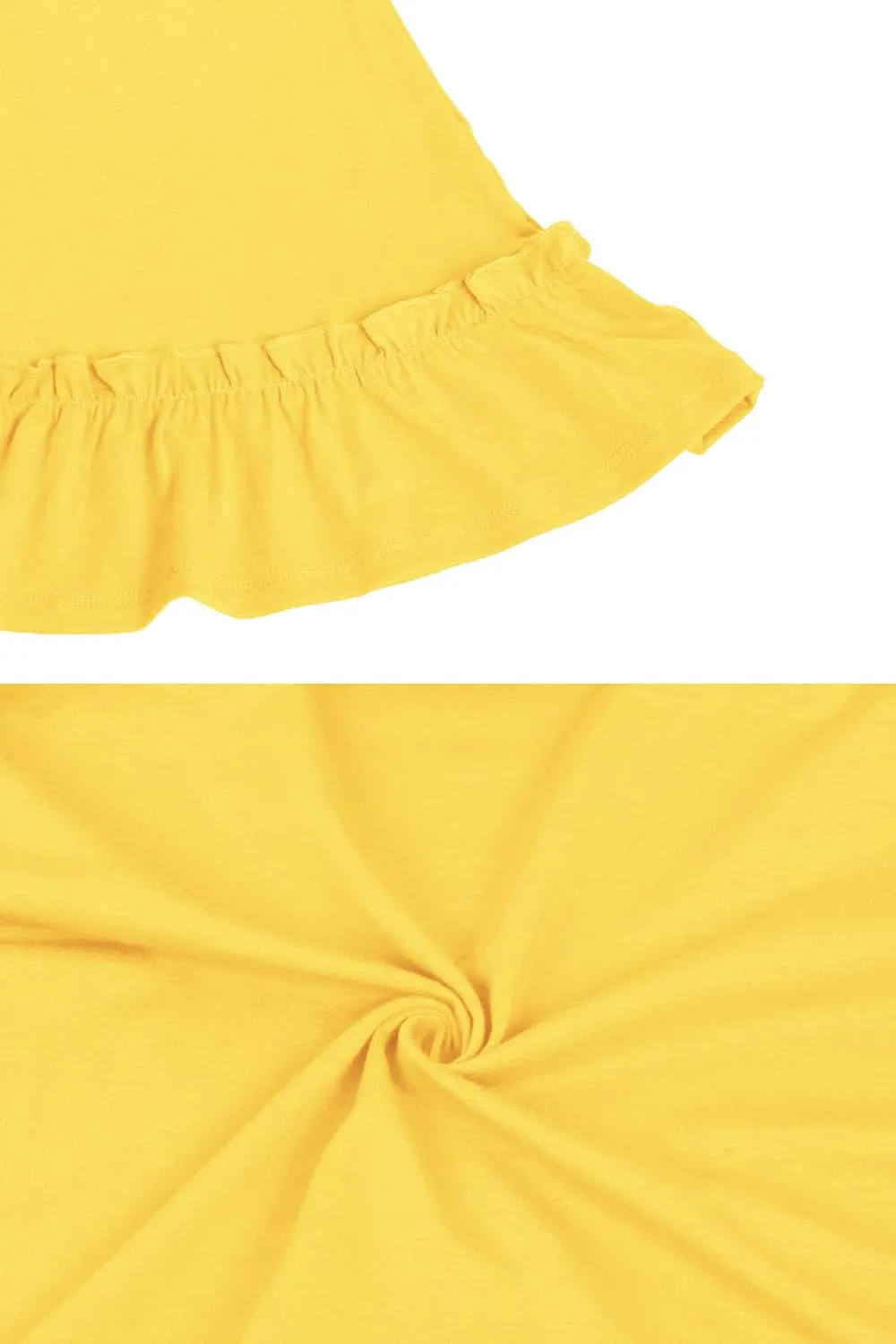 Girls Summer Dress Cute Sleeveless Soild Color Ruffle Hemline Swing A-line Sundress