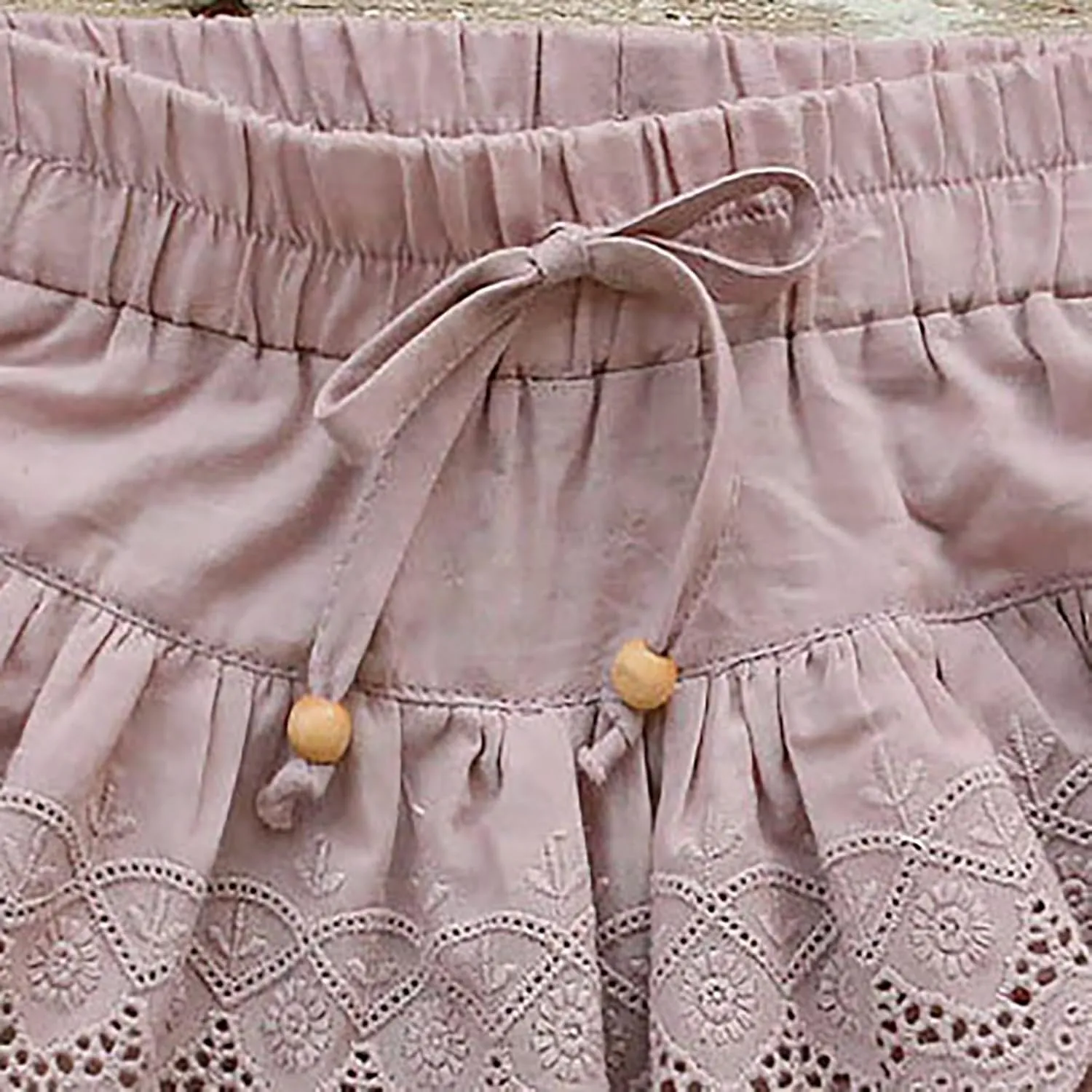 Girl's Wide Leg Floral Pattern Shorts Summer Cute Layered Lace Ruffle Outdoor Skirt Kids High Waisted Girl Pants