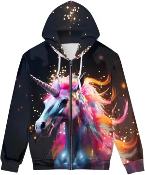 GLUDEAR Men's 3D Printed Cool Wolf Hoodie Novelty Full Zip Sweatshirt Pullover Hoodies XS-5XL