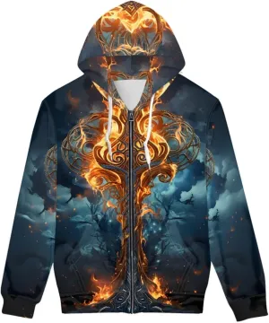 GLUDEAR Men's 3D Printed Cool Wolf Hoodie Novelty Full Zip Sweatshirt Pullover Hoodies XS-5XL