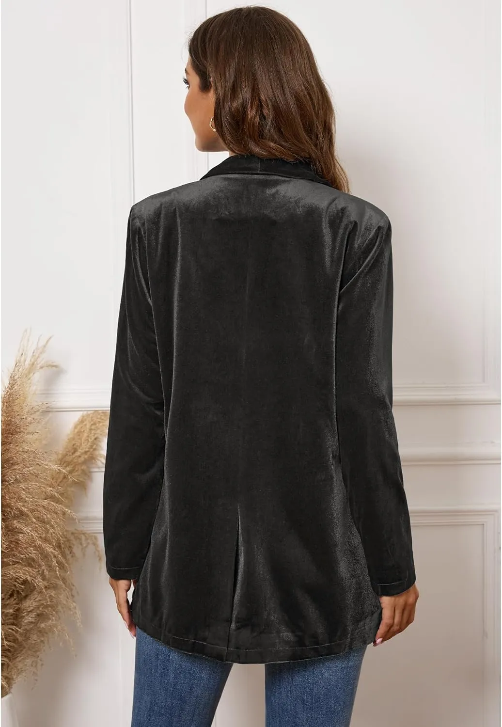 GRAPENT Velvet Blazers Jackets for Women Business Casual Oversized Long Suit Jacket Dressy Cardigan Blazer Work Office