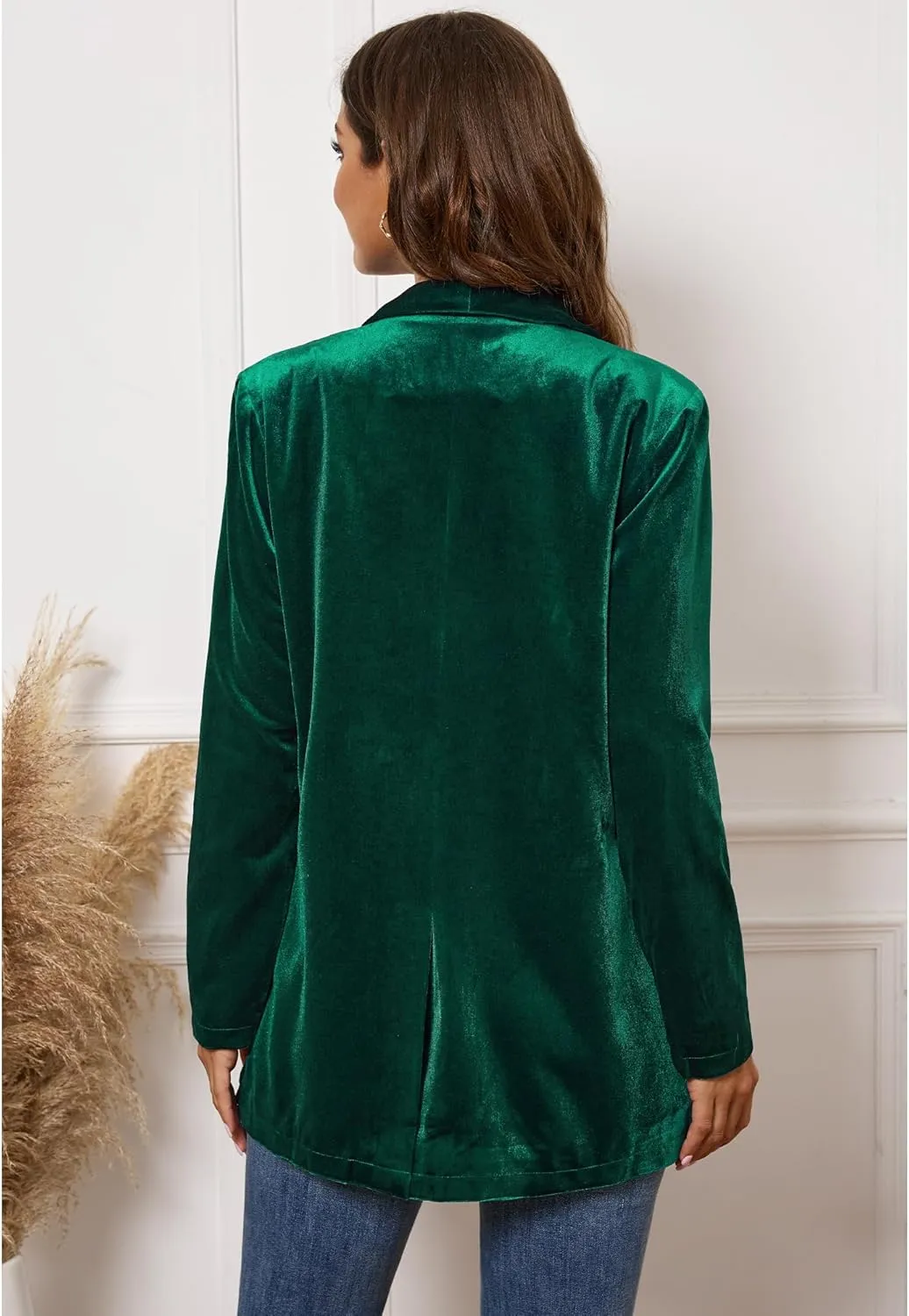 GRAPENT Velvet Blazers Jackets for Women Business Casual Oversized Long Suit Jacket Dressy Cardigan Blazer Work Office