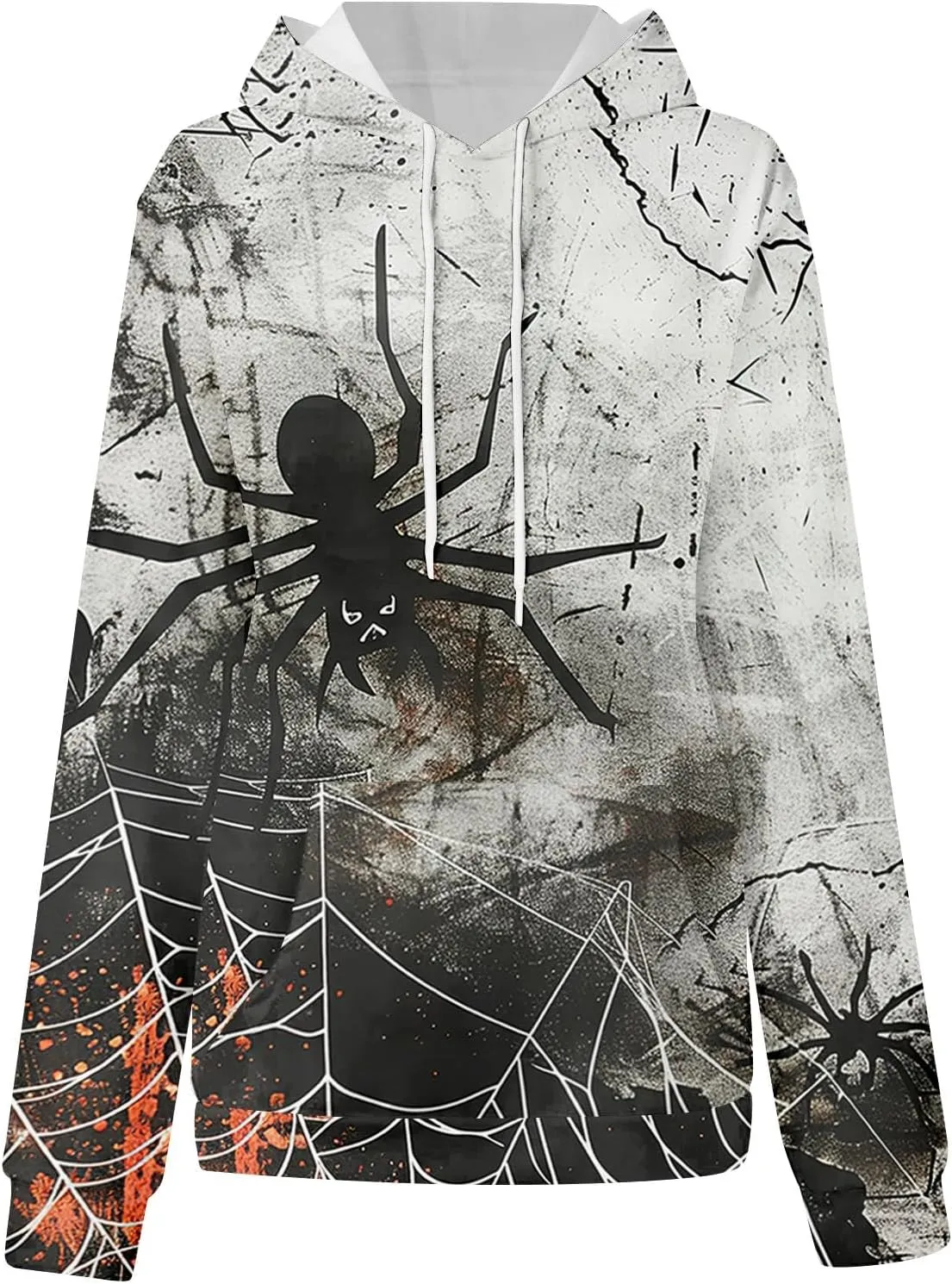 Halloween Hoodies for Women Trendy 2024 Halloween Printed Pullover Long Sleeve Drawstring Sweatshirts with Pocket