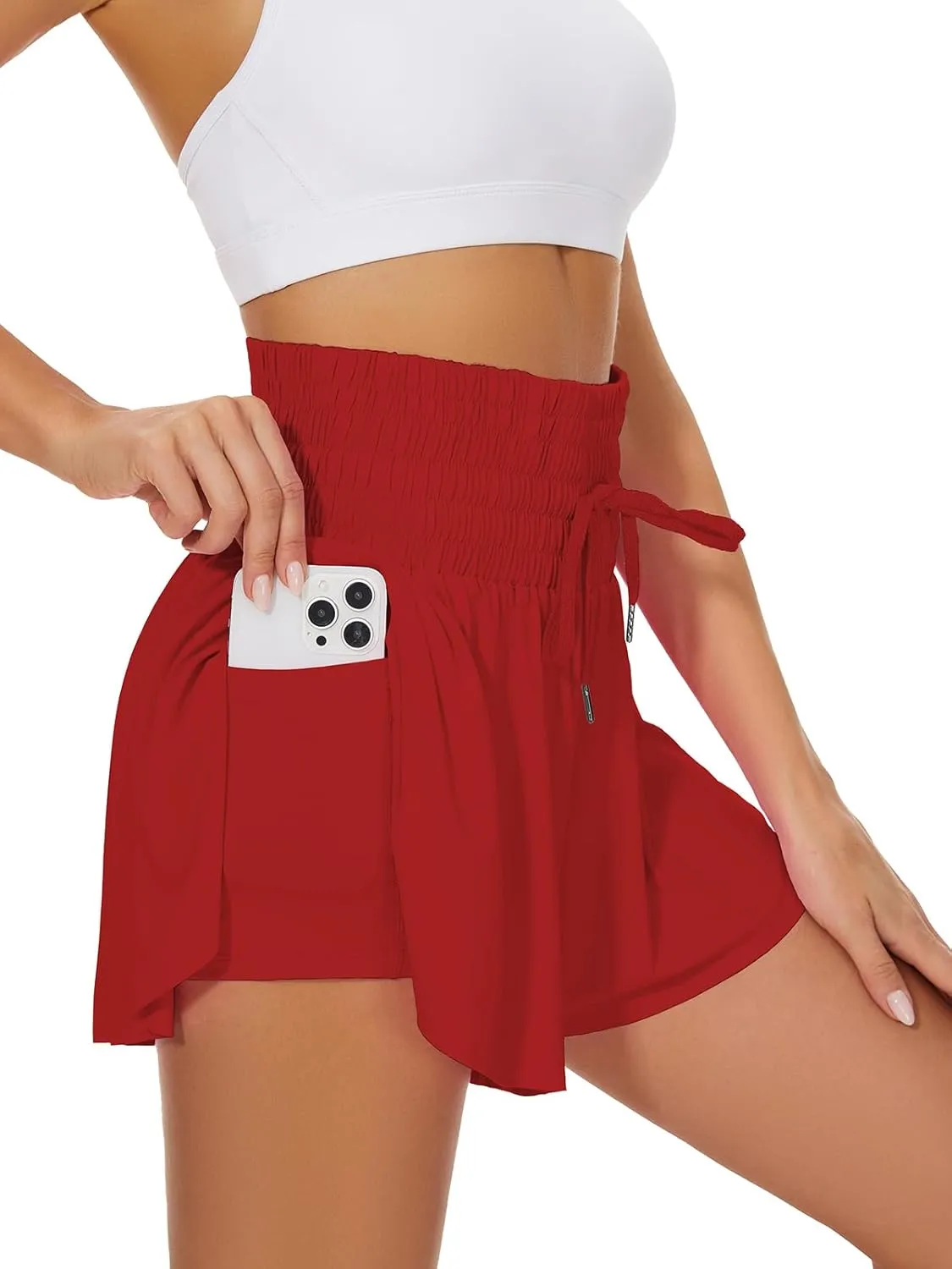 High Waist Butterfly Shorts for Women High Rise Flowy Shorts with Pockets
