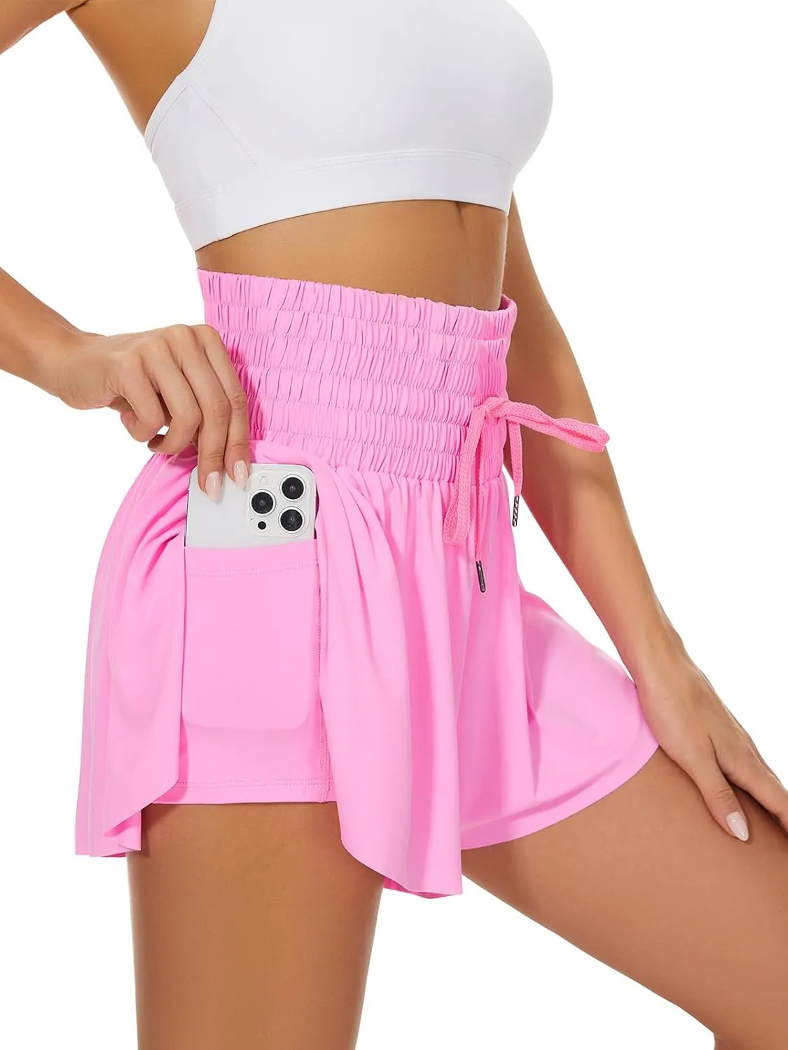 High Waist Butterfly Shorts for Women High Rise Flowy Shorts with Pockets