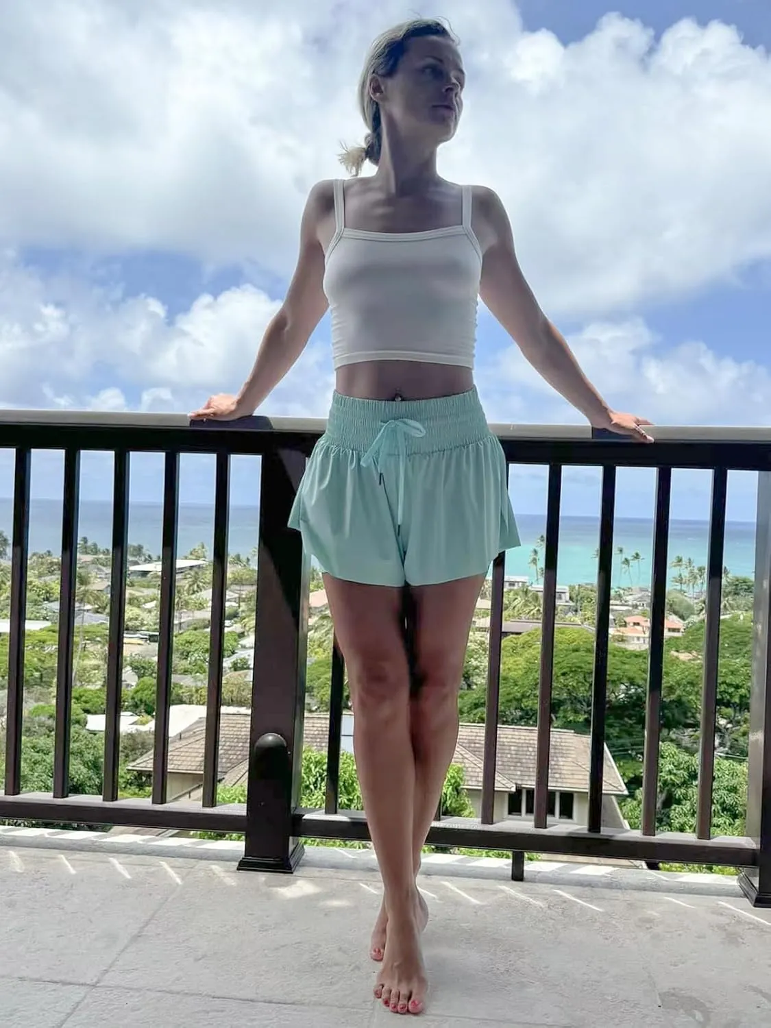 High Waist Butterfly Shorts for Women High Rise Flowy Shorts with Pockets