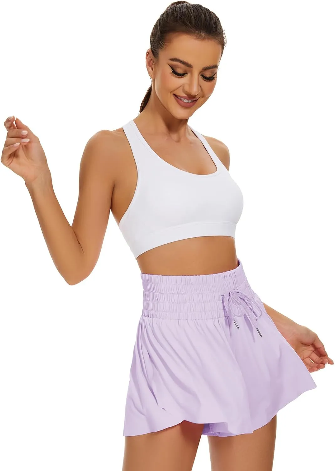High Waist Flowy Athletic Shorts for Women Butterfly Shorts High Rise Workout Gym Shorts