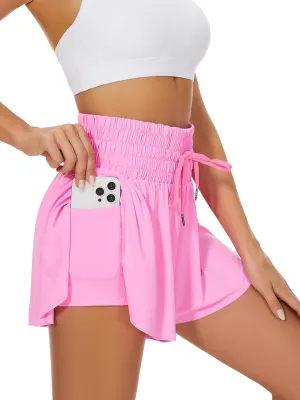 High Waist Flowy Athletic Shorts for Women Butterfly Shorts High Rise Workout Gym Shorts
