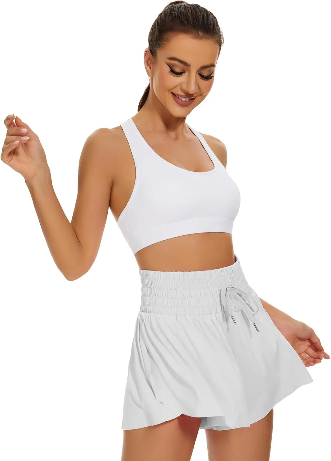 High Waist Flowy Athletic Shorts for Women Butterfly Shorts High Rise Workout Gym Shorts