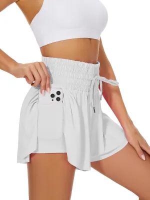 High Waist Flowy Athletic Shorts for Women Butterfly Shorts High Rise Workout Gym Shorts