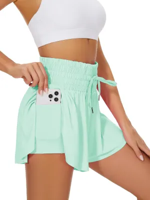 High Waist Flowy Athletic Shorts for Women Butterfly Shorts High Rise Workout Gym Shorts