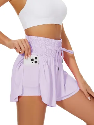 High Waist Flowy Athletic Shorts for Women Butterfly Shorts High Rise Workout Gym Shorts