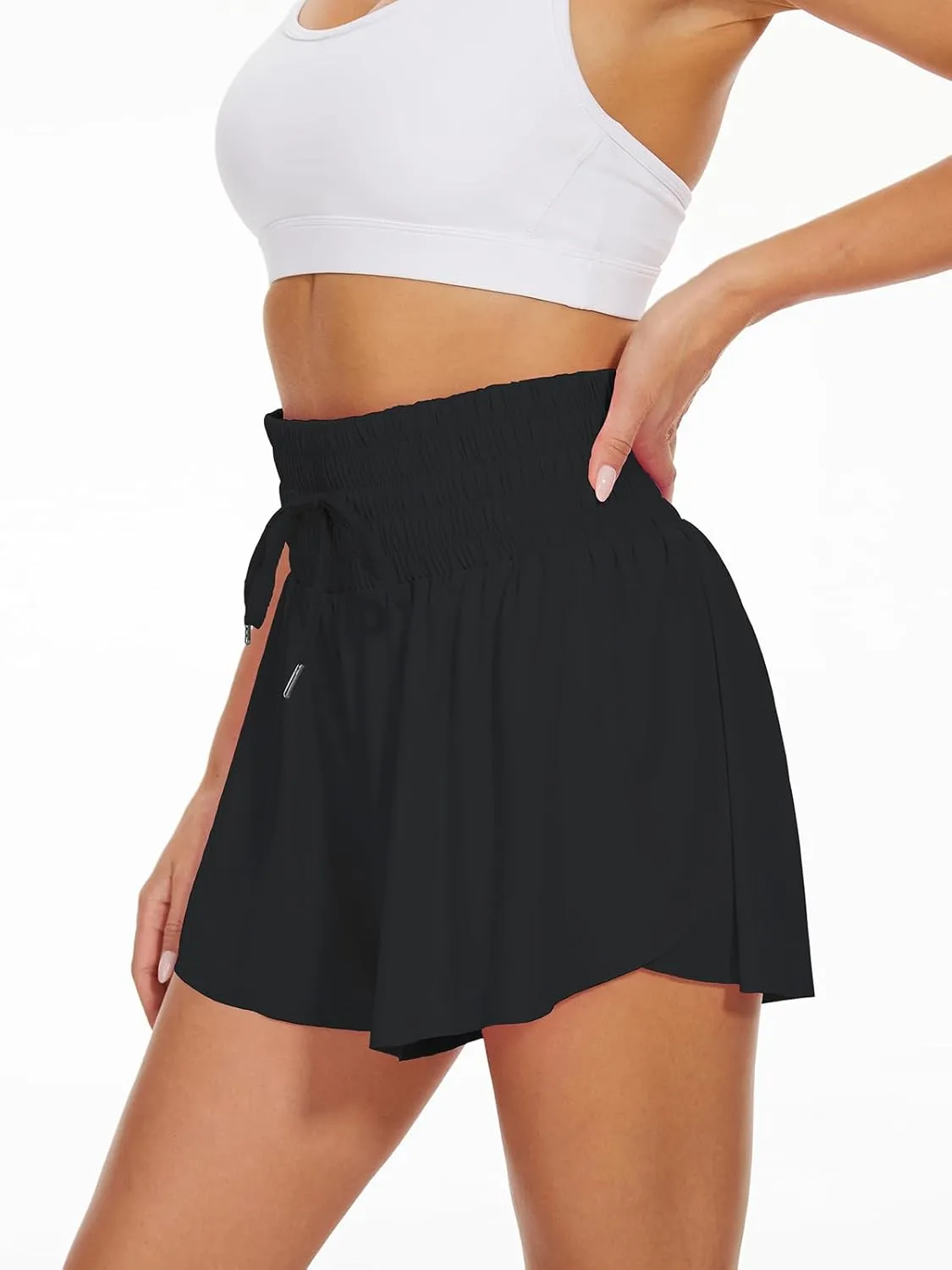 High Waist Flowy Athletic Shorts for Women Butterfly Shorts High Rise Workout Gym Shorts