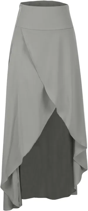 High Waist Wrap Skirt for Women Flowy Skirts Trendy Summer Ruffle High Low Maxi Skirt with Slit Boho Beach Skirts
