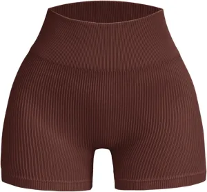 High Waist Yoga Shorts Ribbed Knit Comfy Butt Lifting Slim Fit Leggings Short Lightweight Lounge Yoga Shorts with Pocket