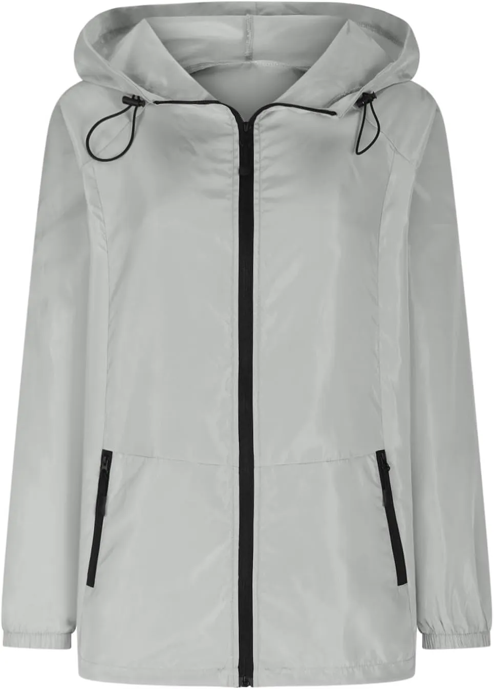 Hooded Rain Jacket for Women Lightweight Waterproof Windbreaker Jacket Packable Rain Coats with Pockets