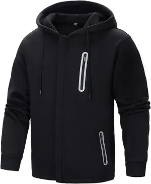 Hoodies for Men Casual Long Sleeve Mens Zip up Hoodies Hooded Fleece Sweatshirts with Pocket