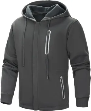 Hoodies for Men Casual Long Sleeve Mens Zip up Hoodies Hooded Fleece Sweatshirts with Pocket