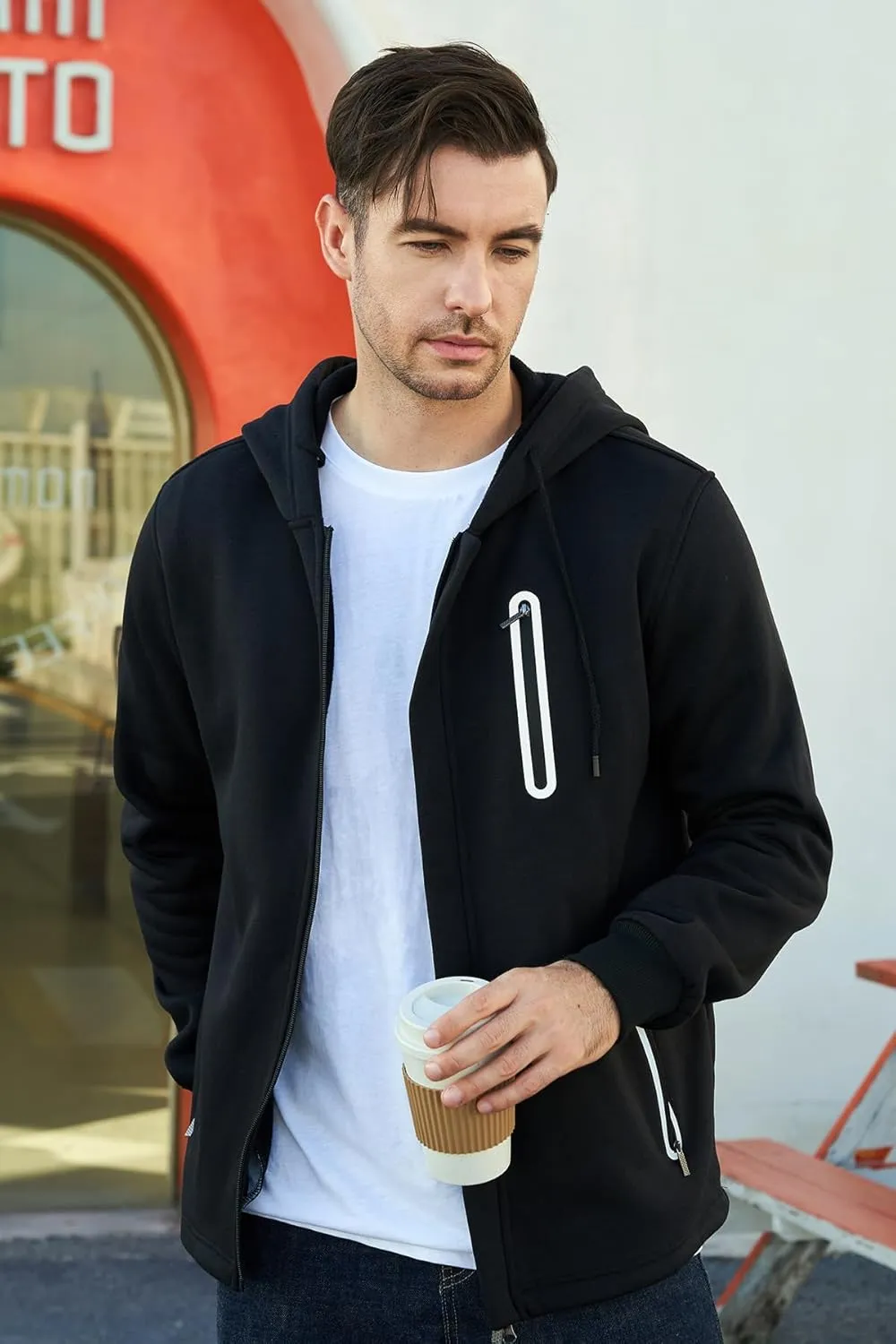 Hoodies for Men Casual Long Sleeve Mens Zip up Hoodies Hooded Fleece Sweatshirts with Pocket