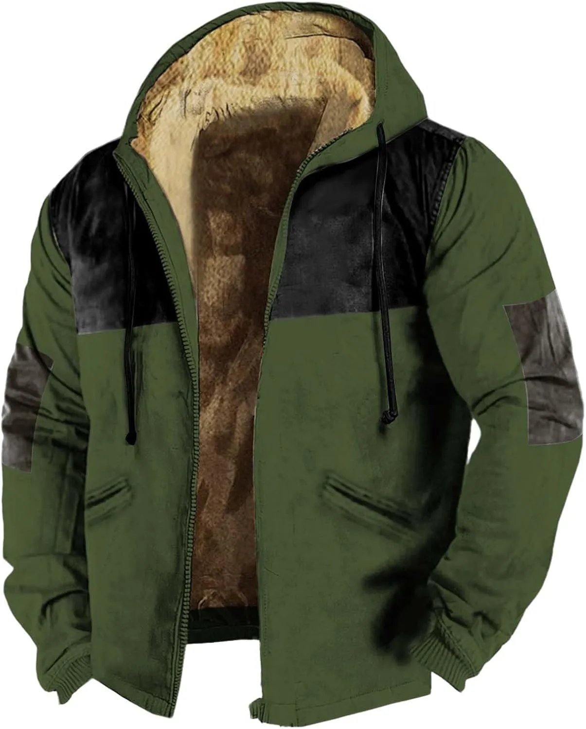 Hoodies for Men Heavyweight Fleece Sweatshirt Full Zip Up Thick Sherpa Lined Hooded Jacket Winter Warm Workout Coat