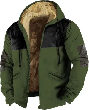 Hoodies for Men Heavyweight Fleece Sweatshirt Full Zip Up Thick Sherpa Lined Hooded Jacket Winter Warm Workout Coat