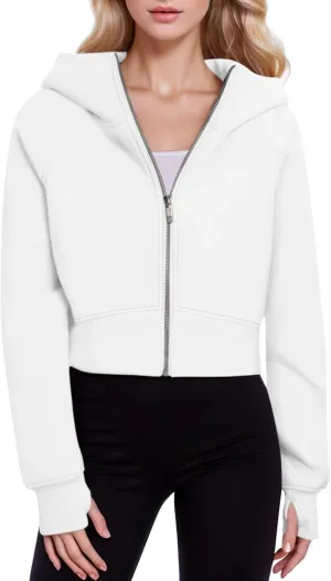 Hoodies for Women Womens Zip Up Hoodies Cropped Sweatshirts Fleece Jackets Fall Outfits Casual Hooded Y2k Tops