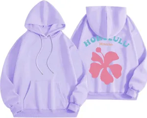 Hoodies Sweatshirt for Women Graphic Trendy Cute Y2K Clothes Girls Pullover Oversized Pink Palm Puff Preppy Hoodies