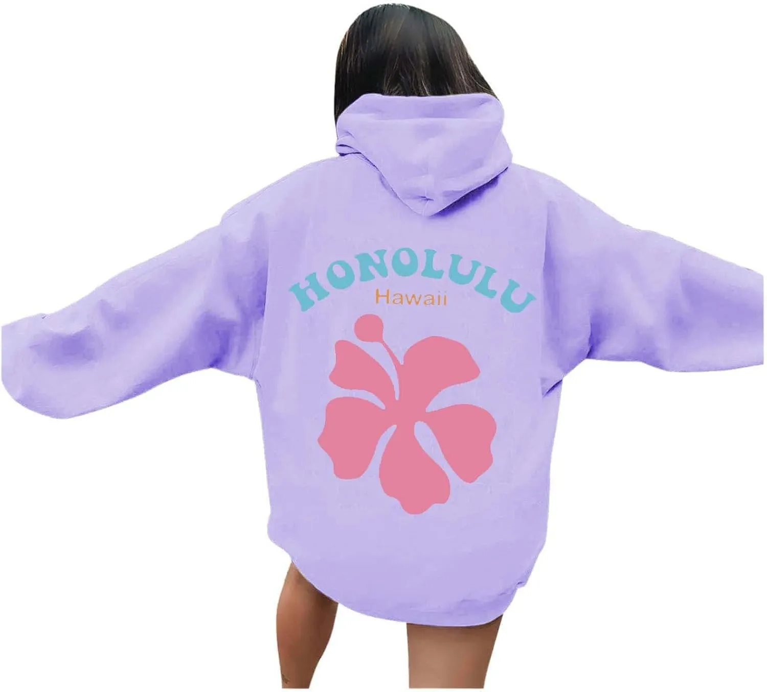 Hoodies Sweatshirt for Women Graphic Trendy Cute Y2K Clothes Girls Pullover Oversized Pink Palm Puff Preppy Hoodies
