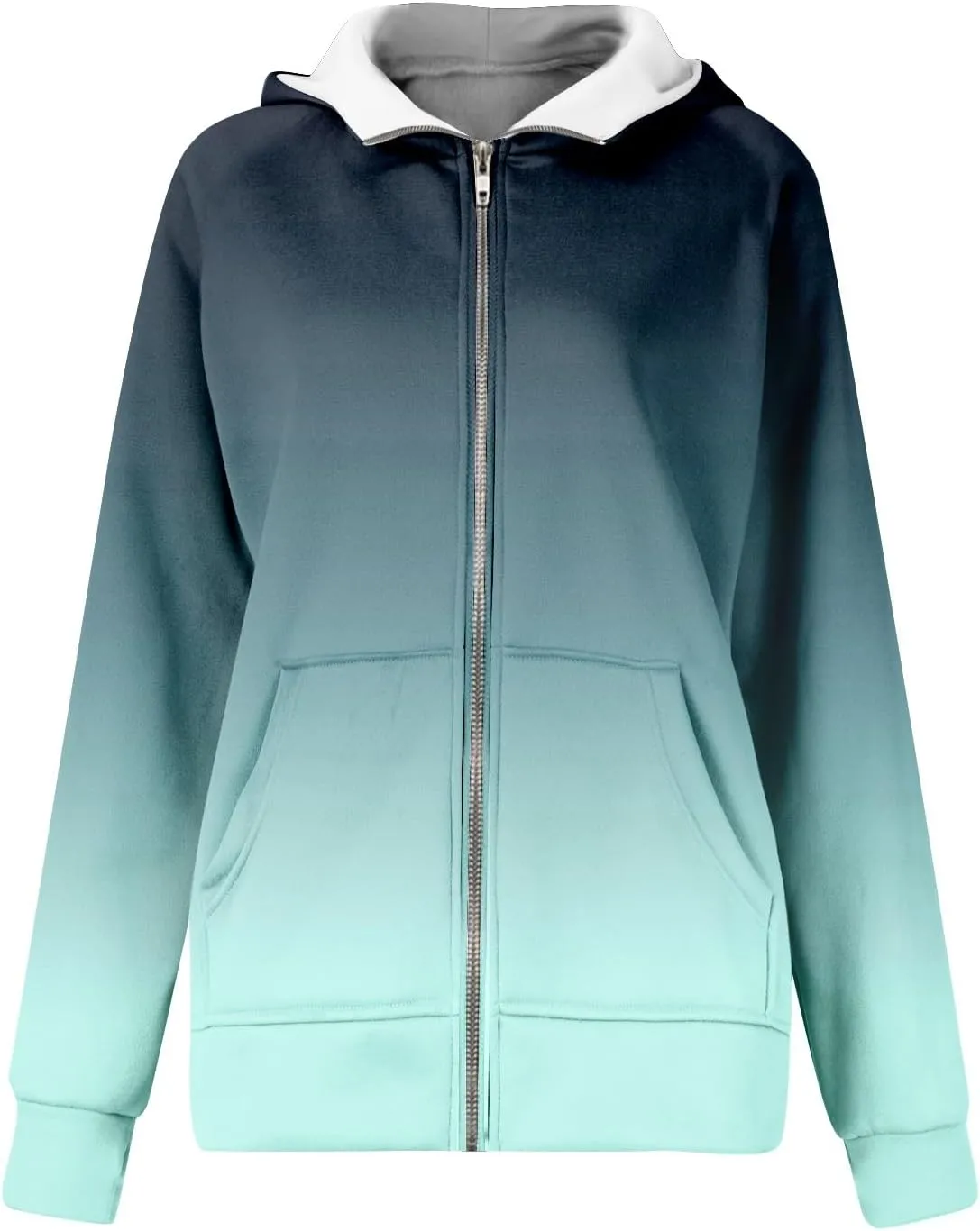 Hoodies Women Long Sleeve Zipper Hoodies Y2K Thumb Hole Tie Dye Fall Sweatshirts Jacket Tunic Pullover With Pocket
