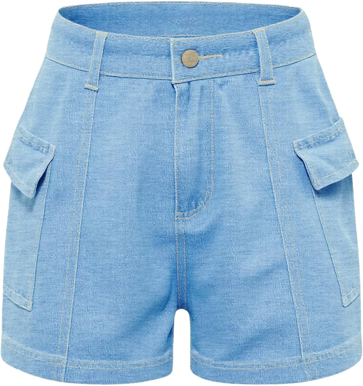 Jean Cargo Shorts for Women Baggy Front Button Lightweight Denim Shorts Stretch Sexy Vacation Travel Hiking Short