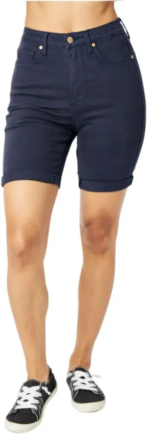 Judy Blue Navy High Rise Tummy Control Bermuda Shorts