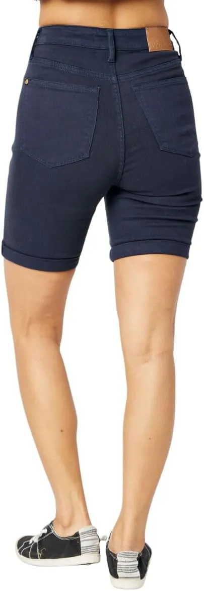 Judy Blue Navy High Rise Tummy Control Bermuda Shorts