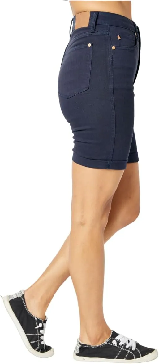 Judy Blue Navy High Rise Tummy Control Bermuda Shorts