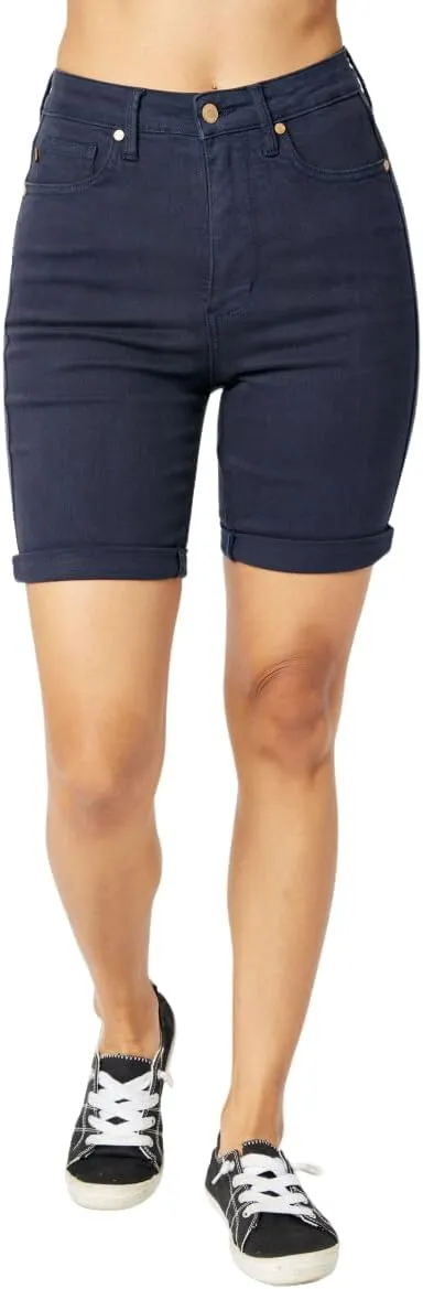 Judy Blue Navy High Rise Tummy Control Bermuda Shorts
