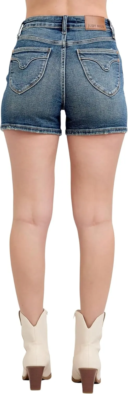 Judy Blue Women's High-Rise Shield Back Pockets Denim Shorts